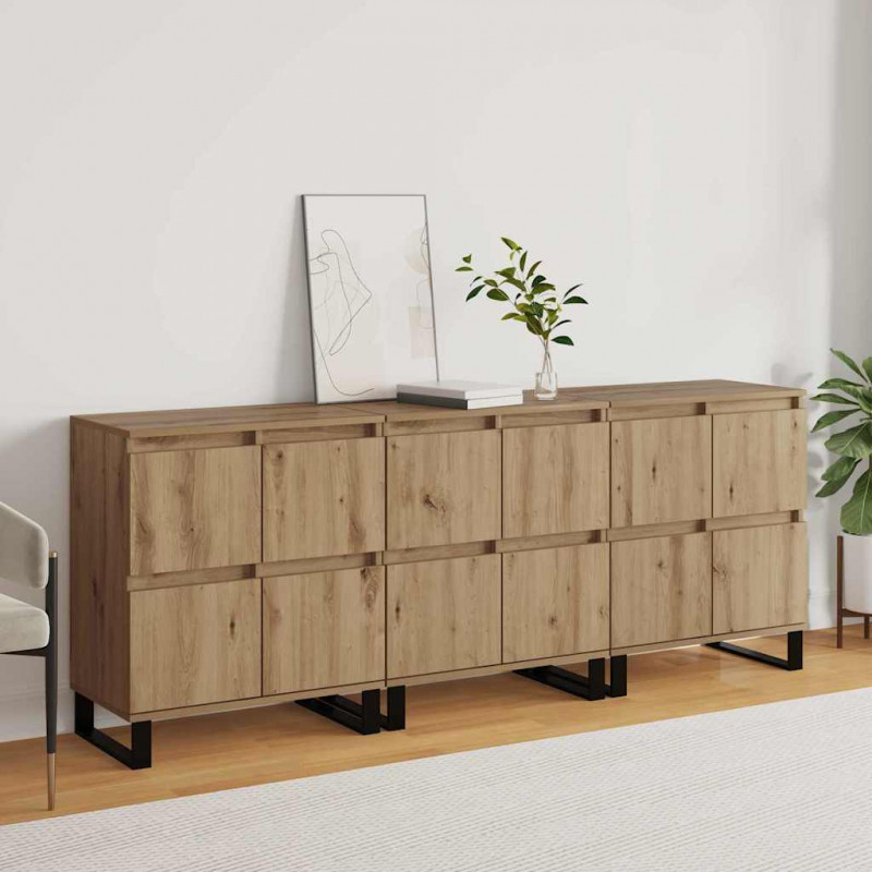 Bufet 3 pcs Dąb rzemieślniczy 60 x 35 x 70 cm