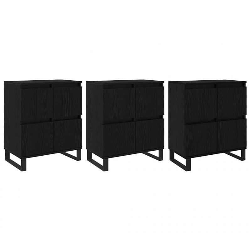 Bufet 3 pcs Czarny Dąb 60 x 35 x 70 cm