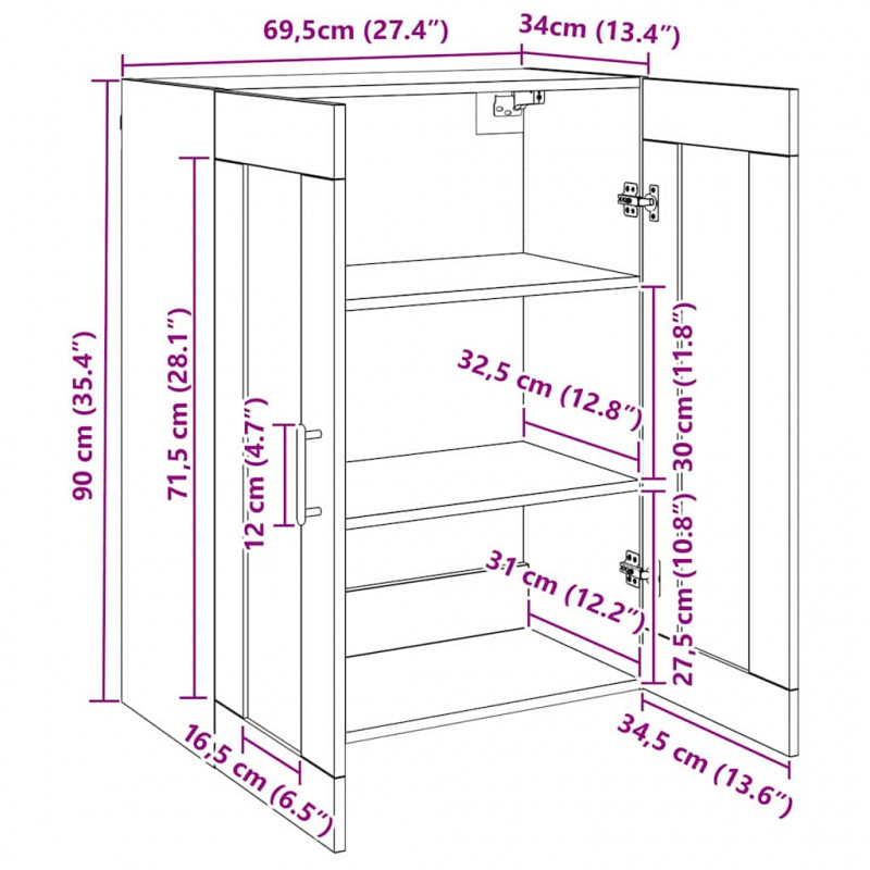 Szafki montowane na ścianie 2 pcs Stare drewno