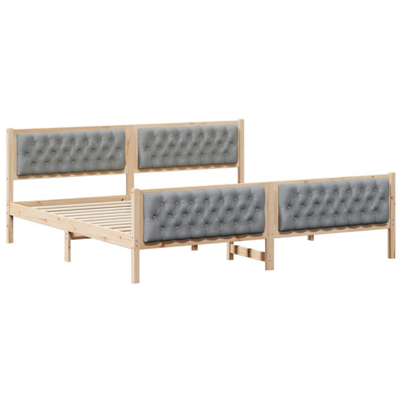 Ramka łóżka Jasnoszary 200 x 200 cm Lite drewno sosnowe