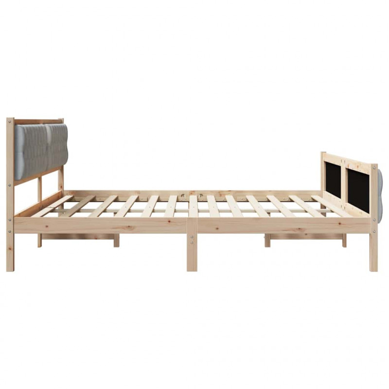 Ramka łóżka Jasnoszary 200 x 200 cm Lite drewno sosnowe