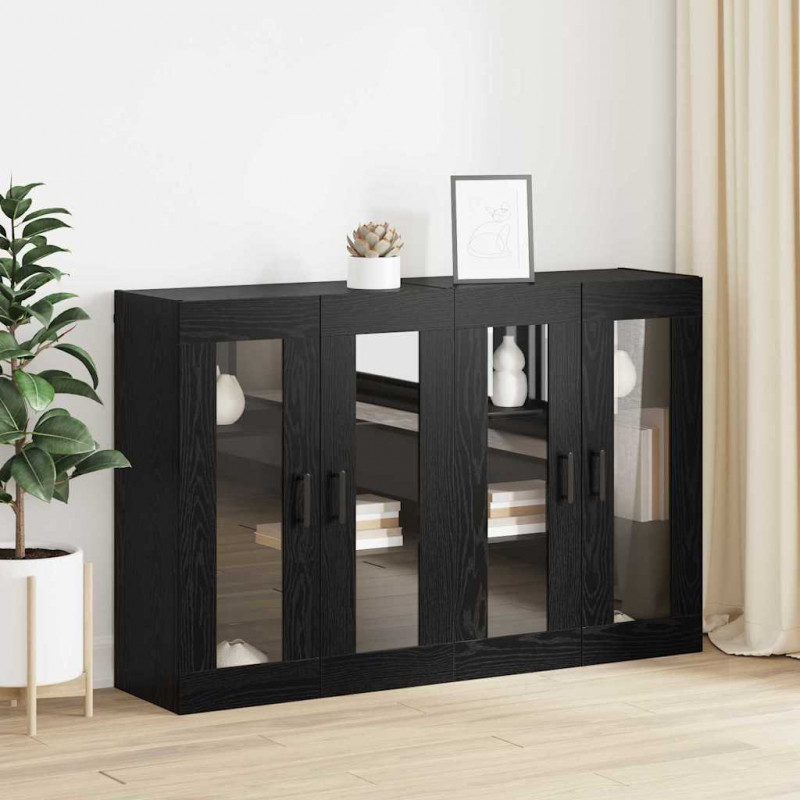 Szafki montowane na ścianie 2 pcs Czarny dąb 69,5 x 34 x 90 cm