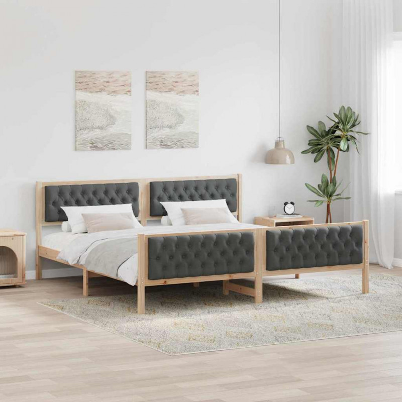 Ramka łóżka Ciemnoszary 200 x 200 cm Lite drewno sosnowe
