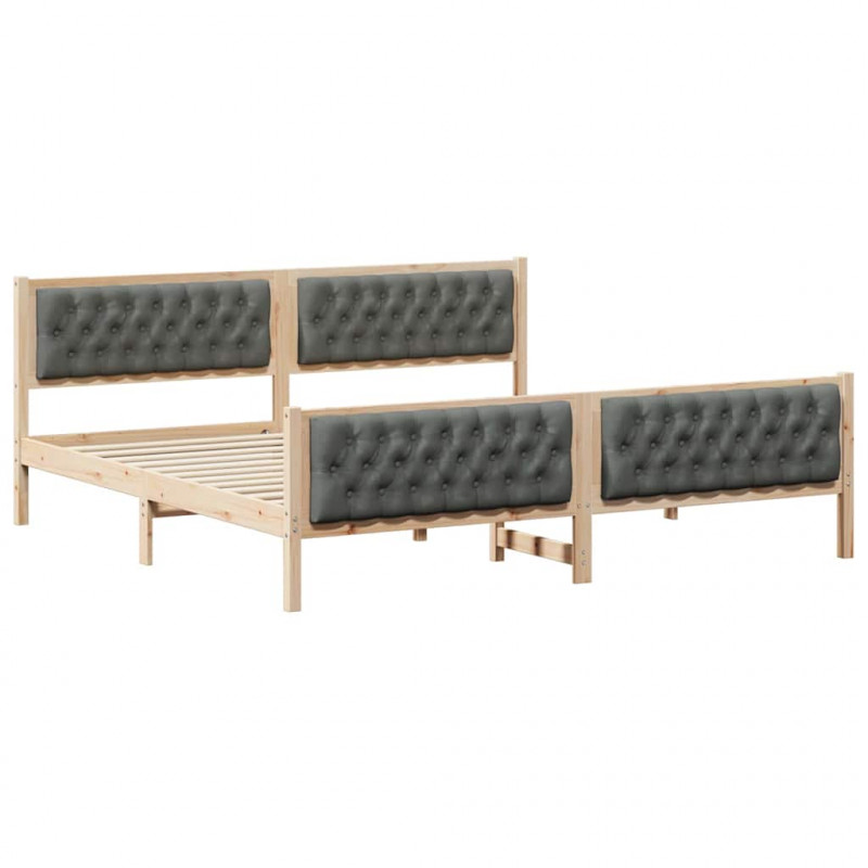 Ramka łóżka Ciemnoszary 200 x 200 cm Lite drewno sosnowe