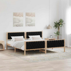 Ramka łóżka Czarny 200 x 200 cm Lite drewno sosnowe
