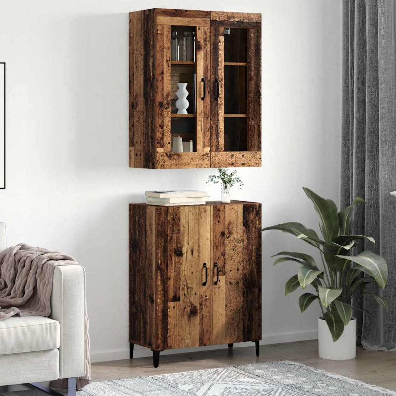 Highboard 2 pcs Stare drewno Materiał drewnopochodny