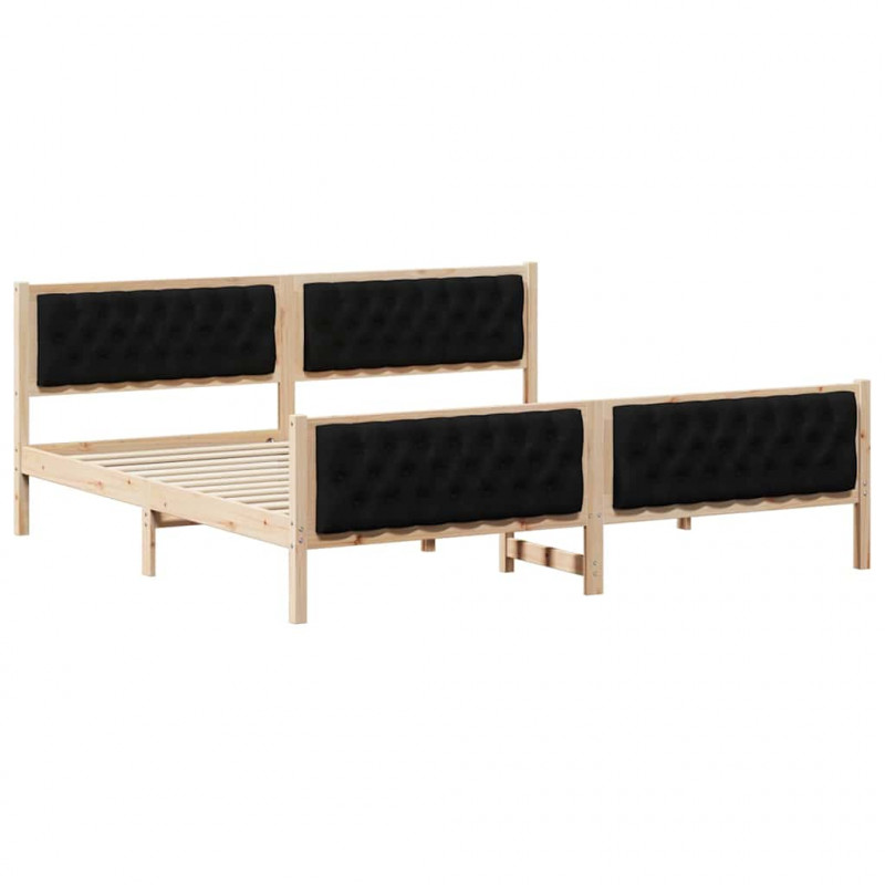 Ramka łóżka Czarny 200 x 200 cm Lite drewno sosnowe