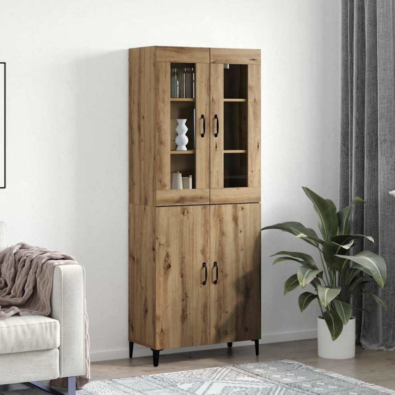 Highboard 2 pcs Dąb rzemieślniczy Materiał drewnopochodny