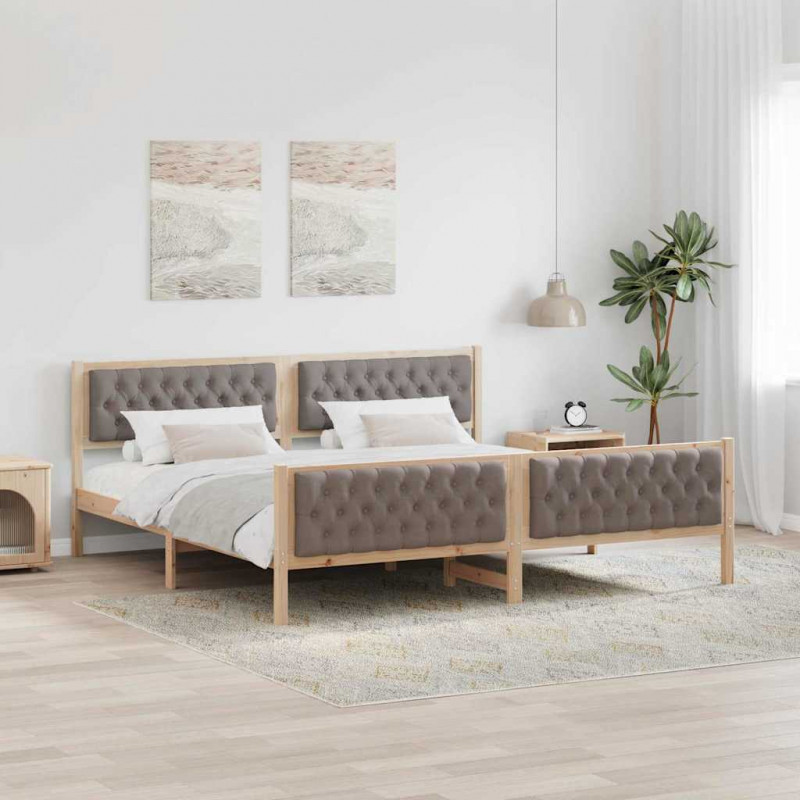 Ramka łóżka Ciemnoszary 200 x 200 cm Lite drewno sosnowe