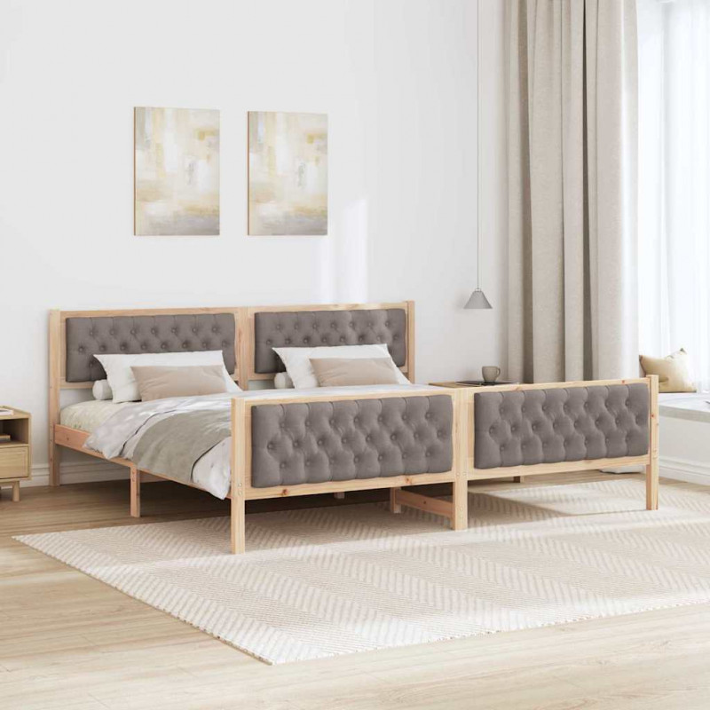 Ramka łóżka Ciemnoszary 200 x 200 cm Lite drewno sosnowe