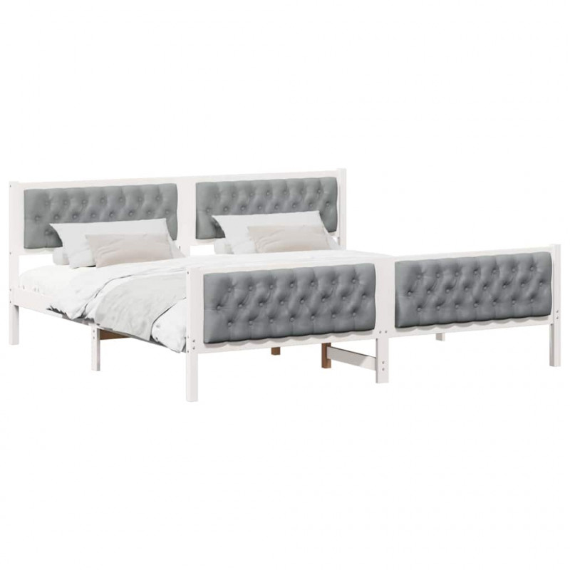 Ramka łóżka Jasnoszary 200 x 200 cm Lite drewno sosnowe