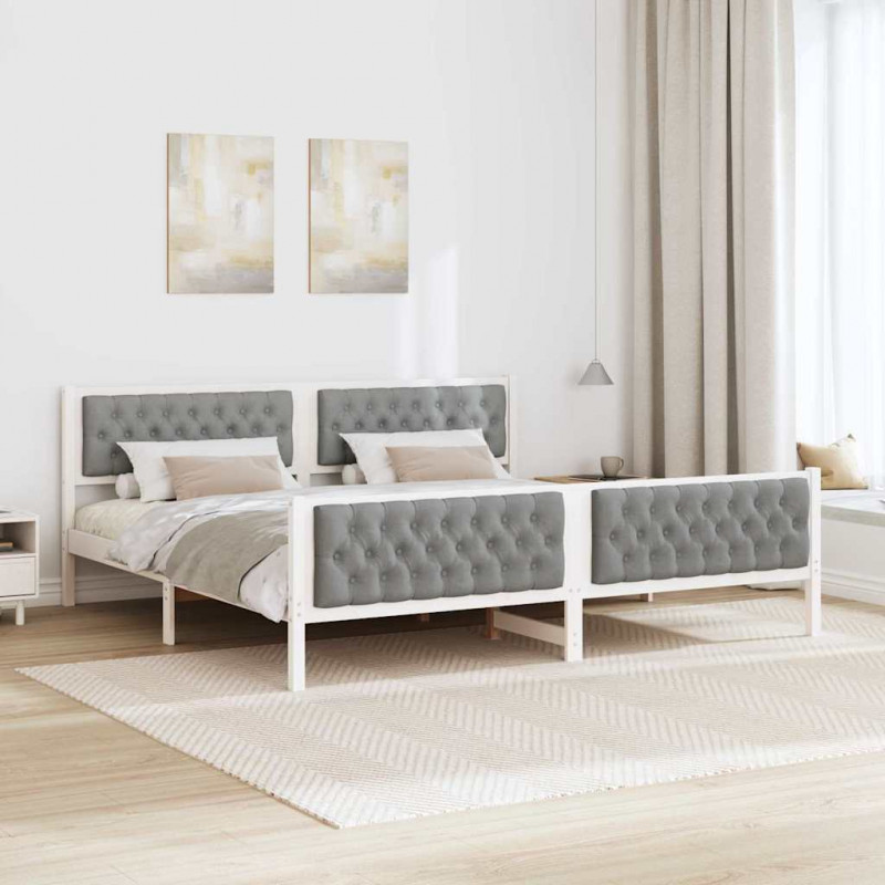 Ramka łóżka Jasnoszary 200 x 200 cm Lite drewno sosnowe