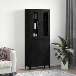 Highboard 2 pcs Czarny Dąb Materiał drewnopochodny