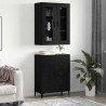 Highboard 2 pcs Czarny Dąb Materiał drewnopochodny