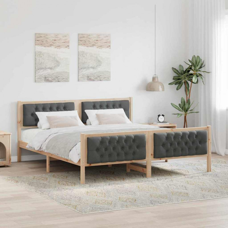 Ramka łóżka Ciemnoszary 180 x 200 cm Lite drewno sosnowe