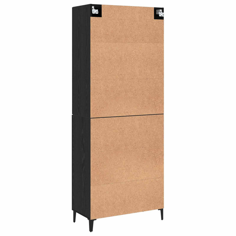 Highboard 2 pcs Czarny Dąb Materiał drewnopochodny