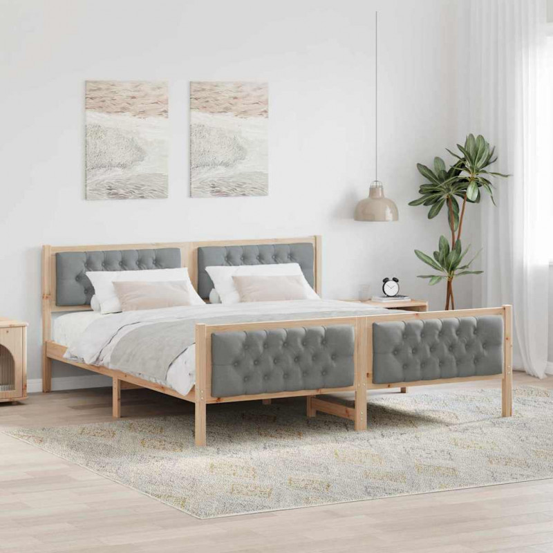 Ramka łóżka Jasnoszary 160 x 200 cm Lite drewno sosnowe