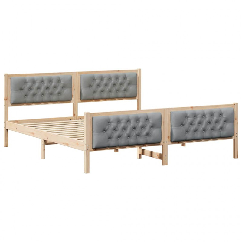 Ramka łóżka Jasnoszary 160 x 200 cm Lite drewno sosnowe