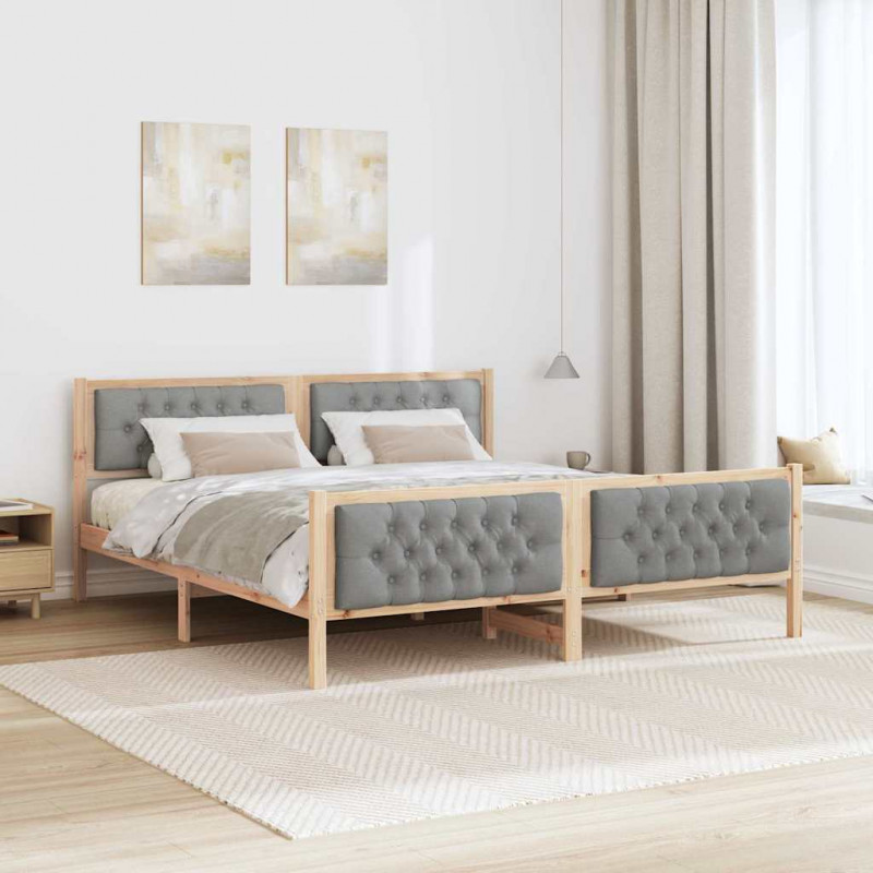 Ramka łóżka Jasnoszary 160 x 200 cm Lite drewno sosnowe
