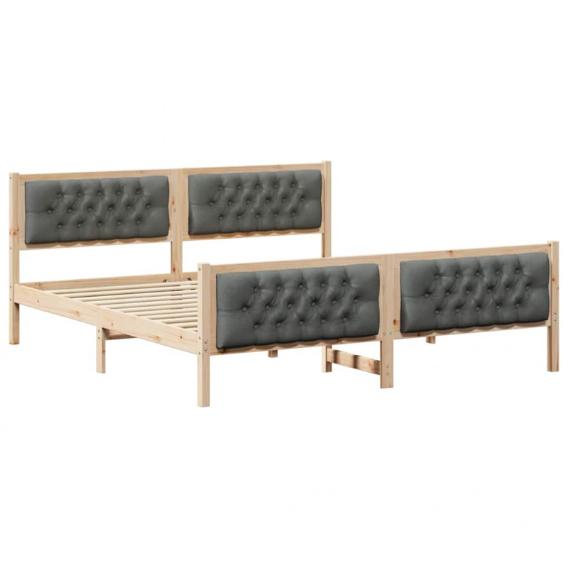 Ramka łóżka Ciemnoszary 160 x 200 cm Lite drewno sosnowe