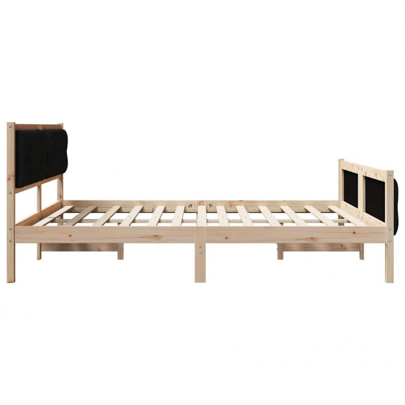 Ramka łóżka Czarny 160 x 200 cm Lite drewno sosnowe