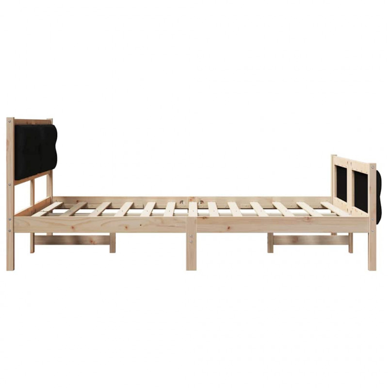 Ramka łóżka Czarny 150 x 200 cm Lite drewno sosnowe
