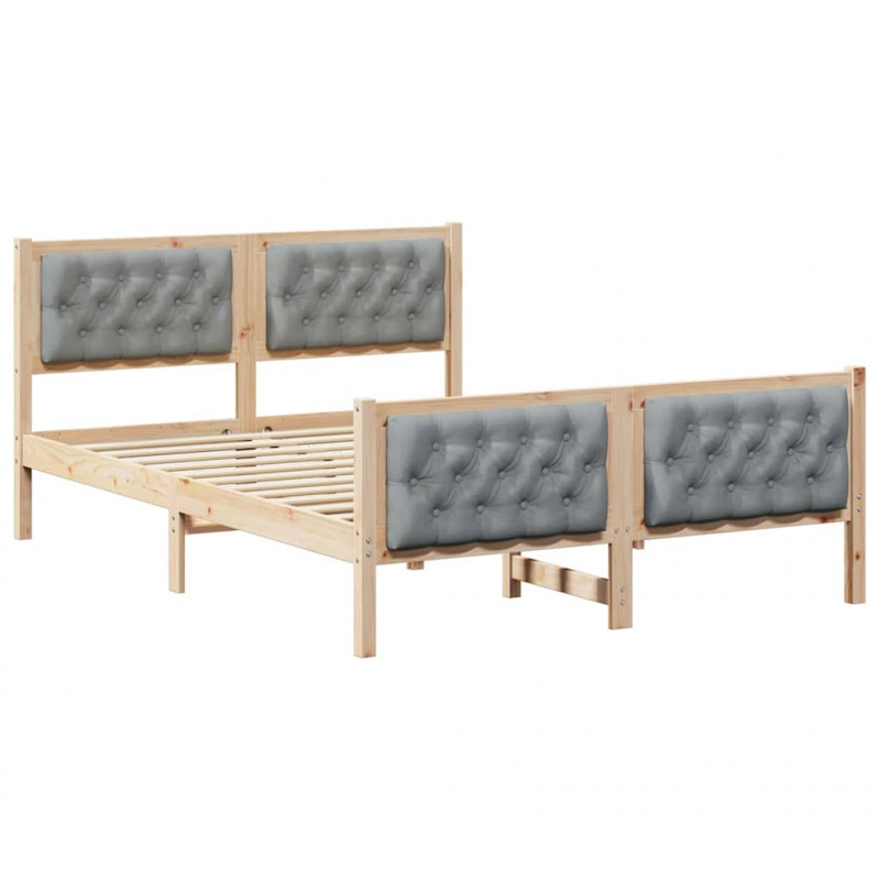 Ramka łóżka Jasnoszary 140 x 200 cm Lite drewno sosnowe