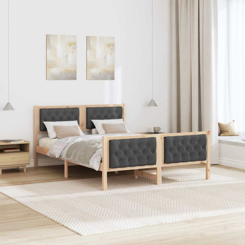 Ramka łóżka Ciemnoszary 140 x 200 cm Lite drewno sosnowe