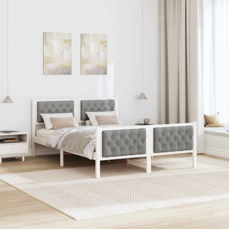 Ramka łóżka Jasnoszary 140 x 200 cm Lite drewno sosnowe