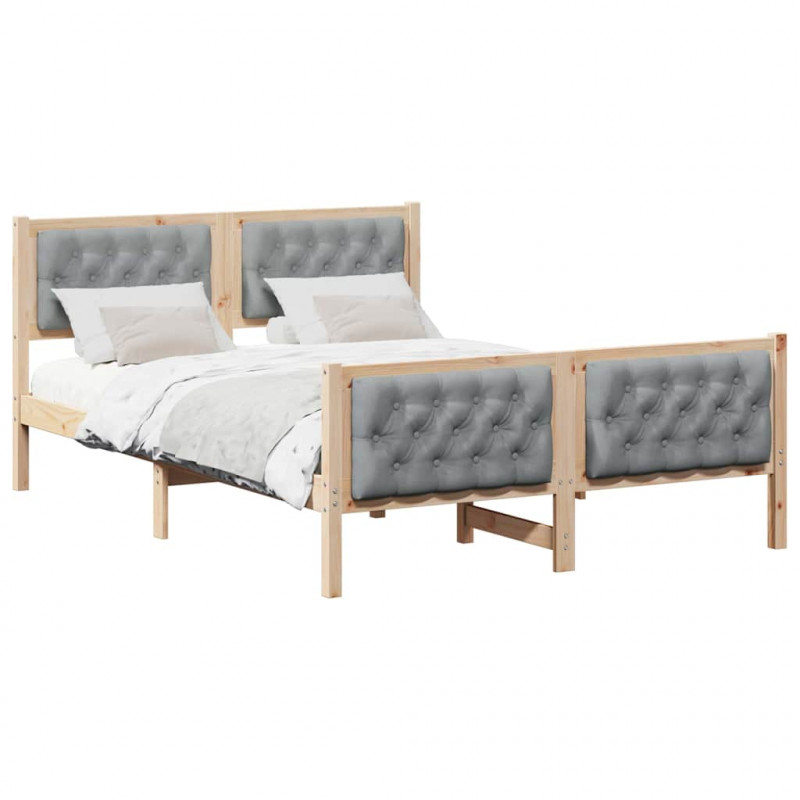 Ramka łóżka Jasnoszary 140 x 190 cm Lite drewno sosnowe