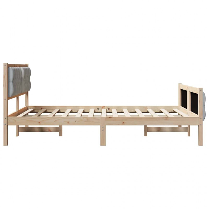 Ramka łóżka Jasnoszary 140 x 190 cm Lite drewno sosnowe