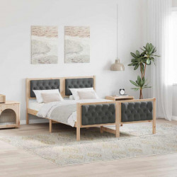Ramka łóżka Ciemnoszary 140 x 190 cm Lite drewno sosnowe