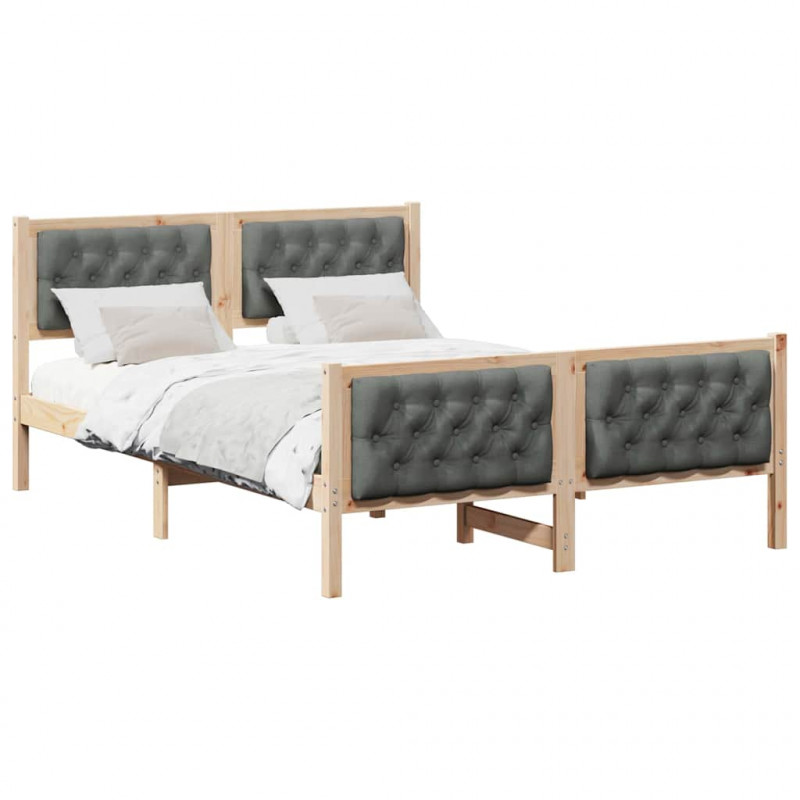 Ramka łóżka Ciemnoszary 140 x 190 cm Lite drewno sosnowe