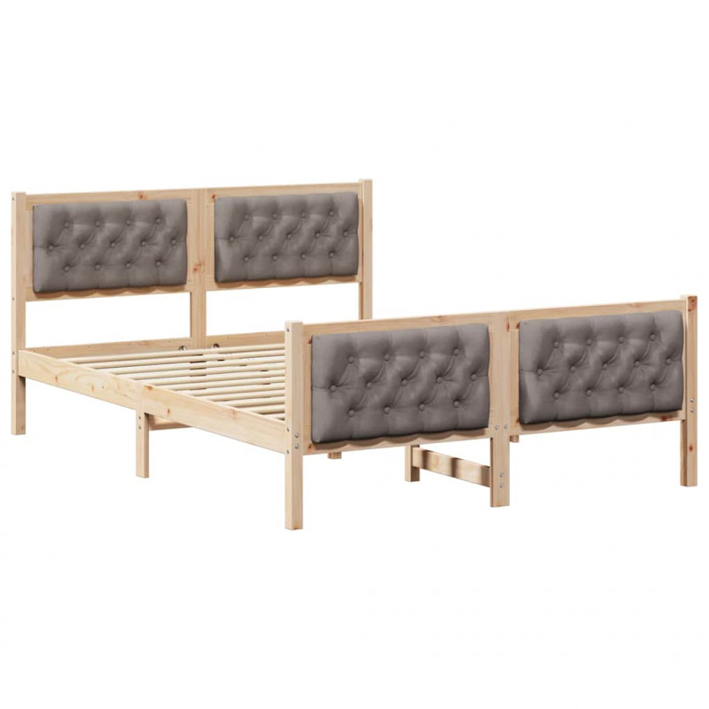 Ramka łóżka Ciemnoszary 140 x 190 cm Lite drewno sosnowe