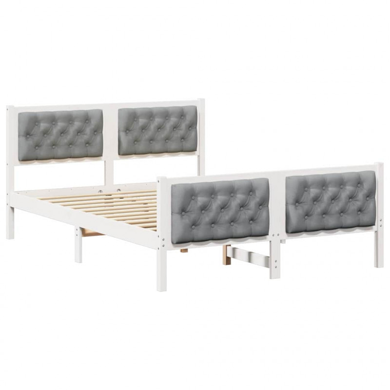 Ramka łóżka Jasnoszary 140 x 190 cm Lite drewno sosnowe