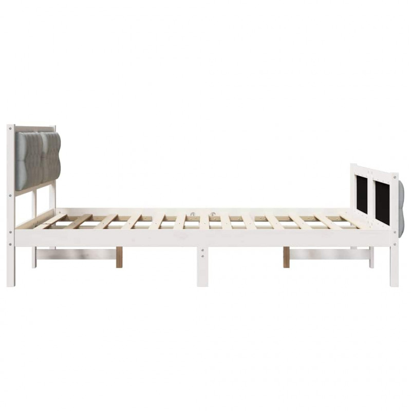 Ramka łóżka Jasnoszary 140 x 190 cm Lite drewno sosnowe