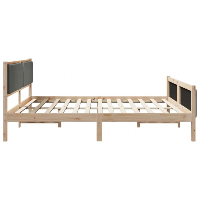 Rama łóżka Z zagłówkiem brązowy i ciemnoszary 200 x 200 cm