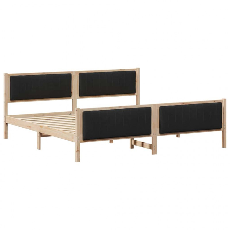 Rama łóżka brązowo-czarny 200 x 200 cm Lite drewno sosnowe