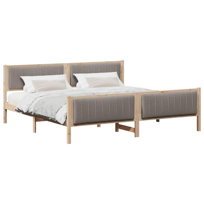 Rama łóżka Brązowy i taupe 200 x 200 cm Lite drewno sosnowe