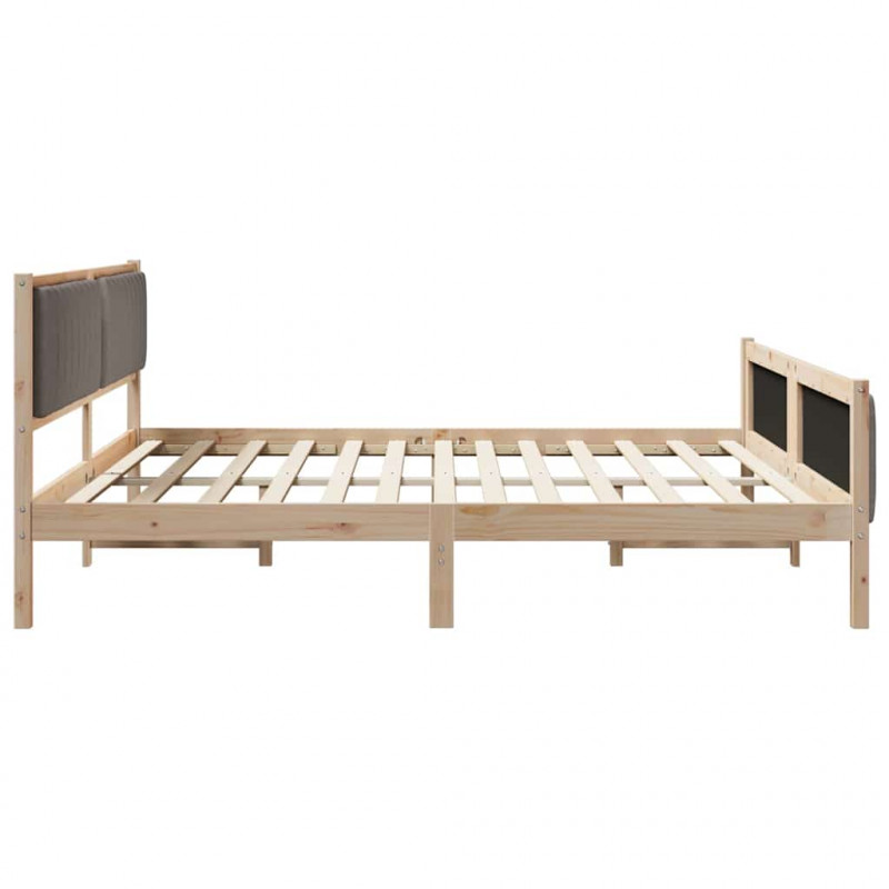 Rama łóżka Brązowy i taupe 200 x 200 cm Lite drewno sosnowe