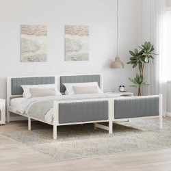 Rama łóżka Biały i jasnoszary 200 x 200 cm Lite drewno sosnowe