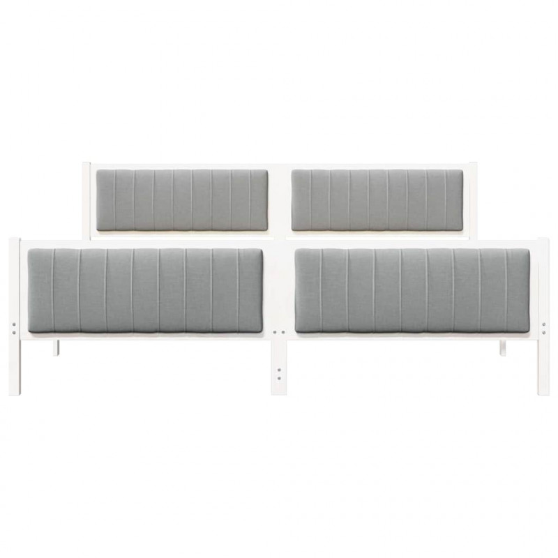 Rama łóżka Biały i jasnoszary 200 x 200 cm Lite drewno sosnowe