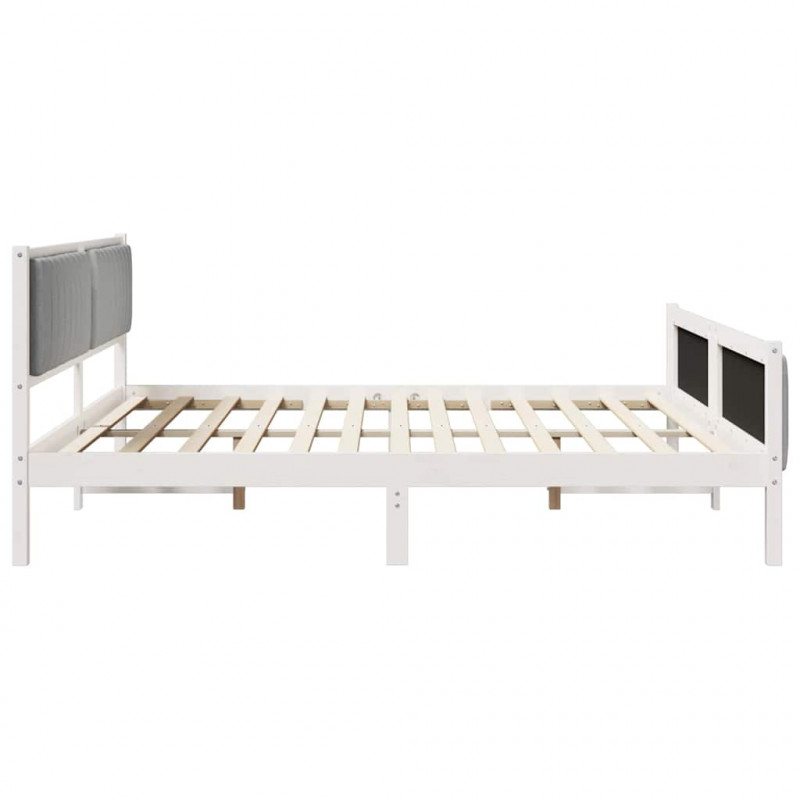 Rama łóżka Biały i jasnoszary 200 x 200 cm Lite drewno sosnowe