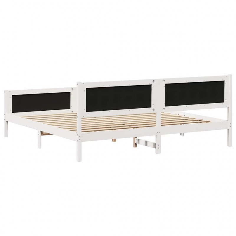 Rama łóżka Biały i jasnoszary 200 x 200 cm Lite drewno sosnowe