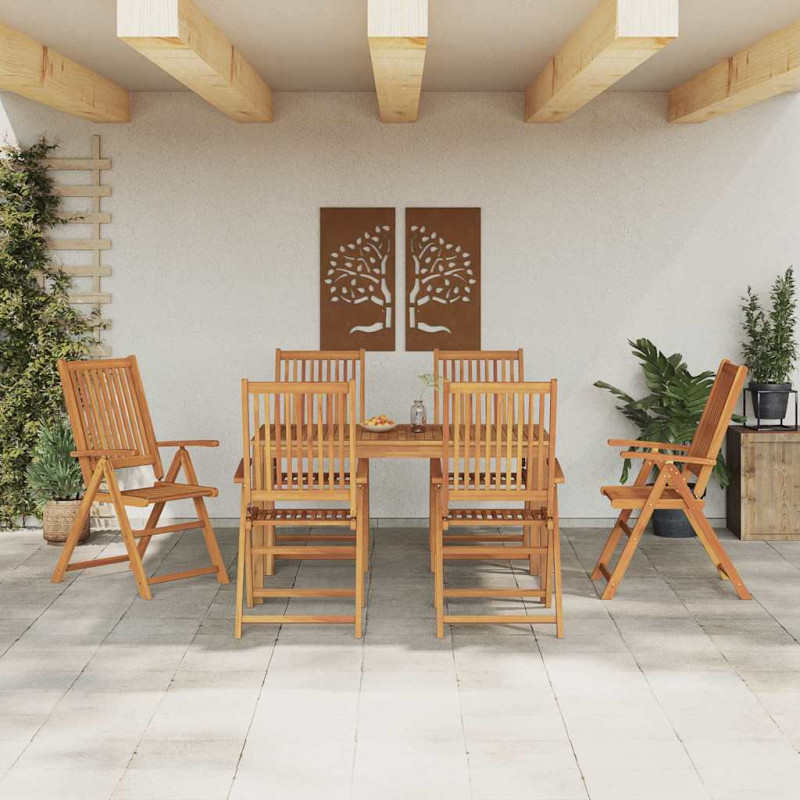 Zestaw do jadalni w ogrodzie 7 pcs Brązowy Lite Drewno Akacji