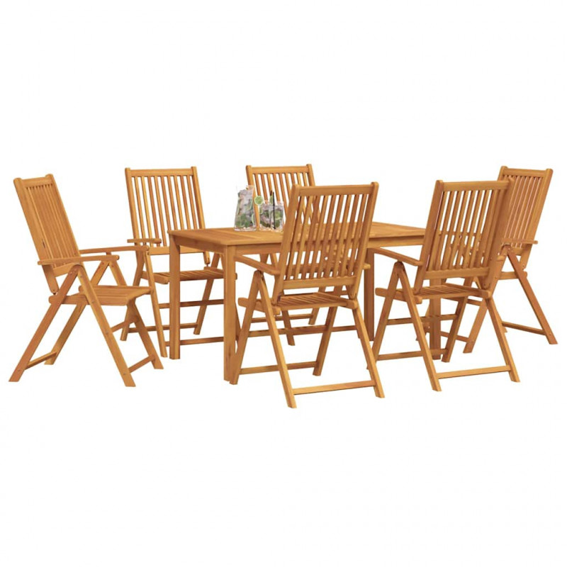 Zestaw do jadalni w ogrodzie 7 pcs Brązowy Lite Drewno Akacji