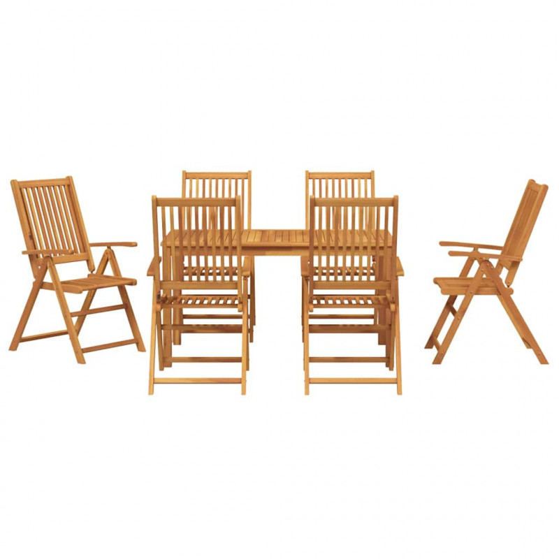 Zestaw do jadalni w ogrodzie 7 pcs Brązowy Lite Drewno Akacji