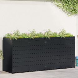 Przechowalnia na 4 kosze na odpady Czarny 272 x 77,5 x 121,5 cm