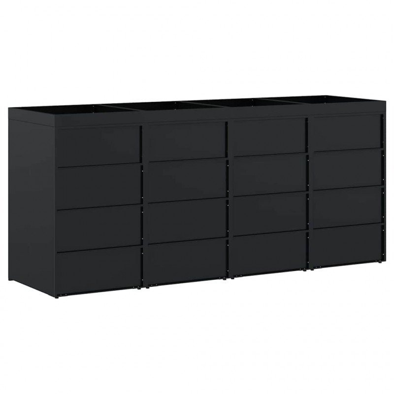 Przechowalnia na 4 kosze na odpady Czarny 272 x 77,5 x 121,5 cm