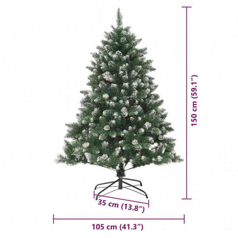 Sztuczna choinka z podstawą Zielony 150 cm PVC, plastik i stal